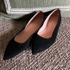 J. Crew Black Suede Pointed Toe Flat - Size 8